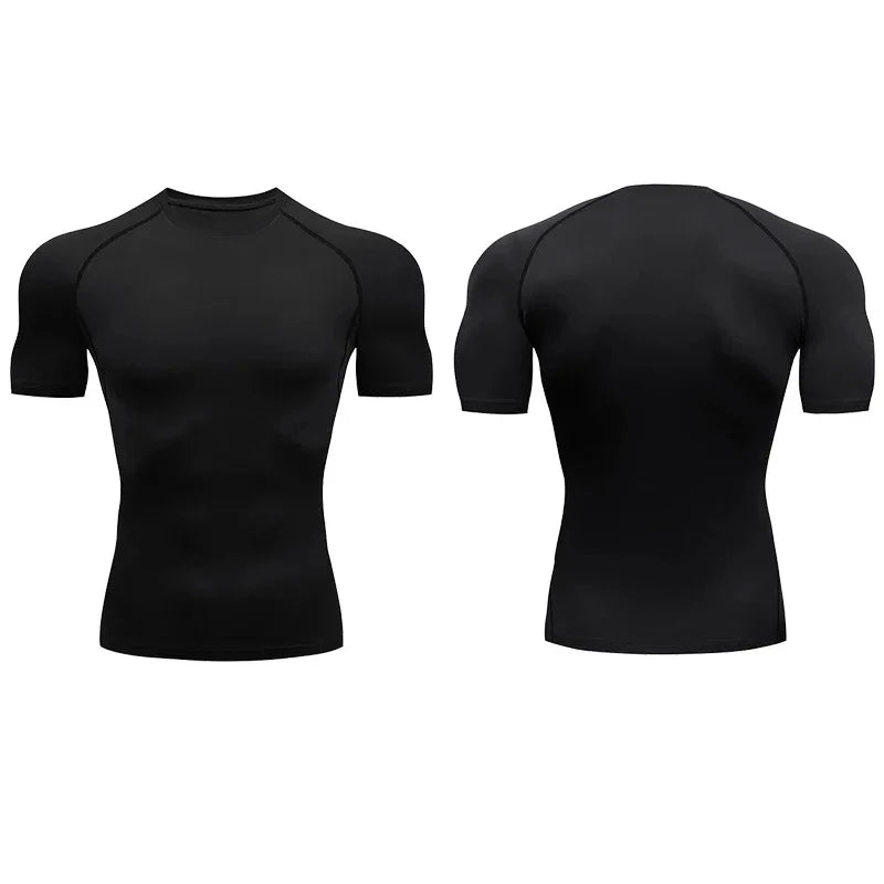 Men's Compression T-Shirt Summer Sportswear Running T shirt Elastic Quick Dry Sport Tops Tee Athletic Gym Workout T Shirts Men