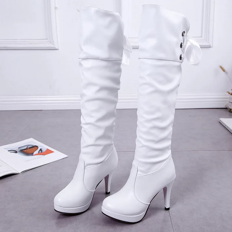 2023 New Women Boots Classics Red Sole Shoes Luxury Fashion Autumn Soft Leather Elegant Comfortable Knee High Boots Woman Ladies