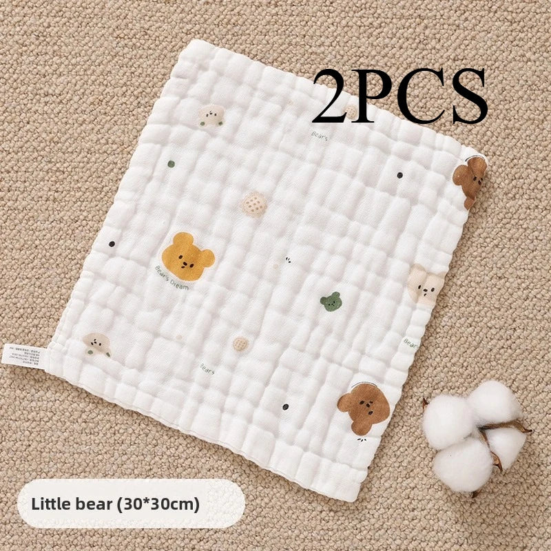 2PCS.Newborn 100% Cotton Gauze Burp Cloths—Ultra-Soft Baby Washcloths.Breathable,skin-friendly, super absorbent&easy to clean.