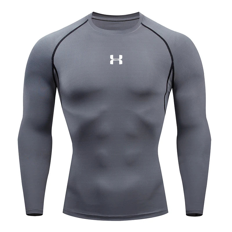 Men's Compression Long Sleeve Shirt Quick Dry Muscle Fit Athletic Top for Workout Training Bodybuilding Running Fitness Sports