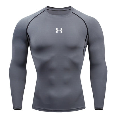 Men's Compression Long Sleeve Shirt Quick Dry Muscle Fit Athletic Top for Workout Training Bodybuilding Running Fitness Sports