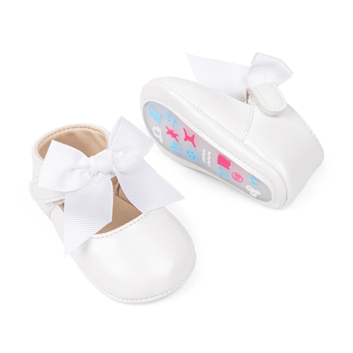 Fashion Baby Girl Casual Leather Shoes Exquisite Lace Bowknot Solid Color Princess Wedding Walking Shoes Soft Non-slip Flat Sole