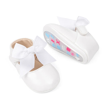 Fashion Baby Girl Casual Leather Shoes Exquisite Lace Bowknot Solid Color Princess Wedding Walking Shoes Soft Non-slip Flat Sole