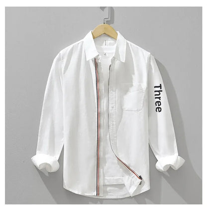 Fashionable Retro Striped Men's Long Sleeve Shirt Casual Handsome Outerwear Korean Style Spring Autumn Wear from Mainland China