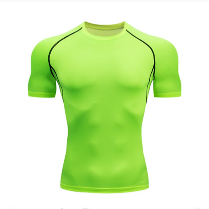 Men's compression running T-shirt fitness tight short sleeved T-shirt training jogging shirt gym sportswear quick drying
