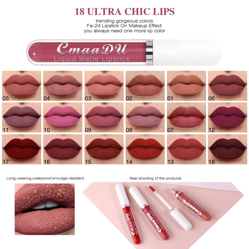 1/3pcs Matte Lipstick Set Liquid Waterproof Velvet Sexy Red Lip Gloss Kit Makeup Lasting Non-stick Cup Lip Tint Beauty Cosmetics