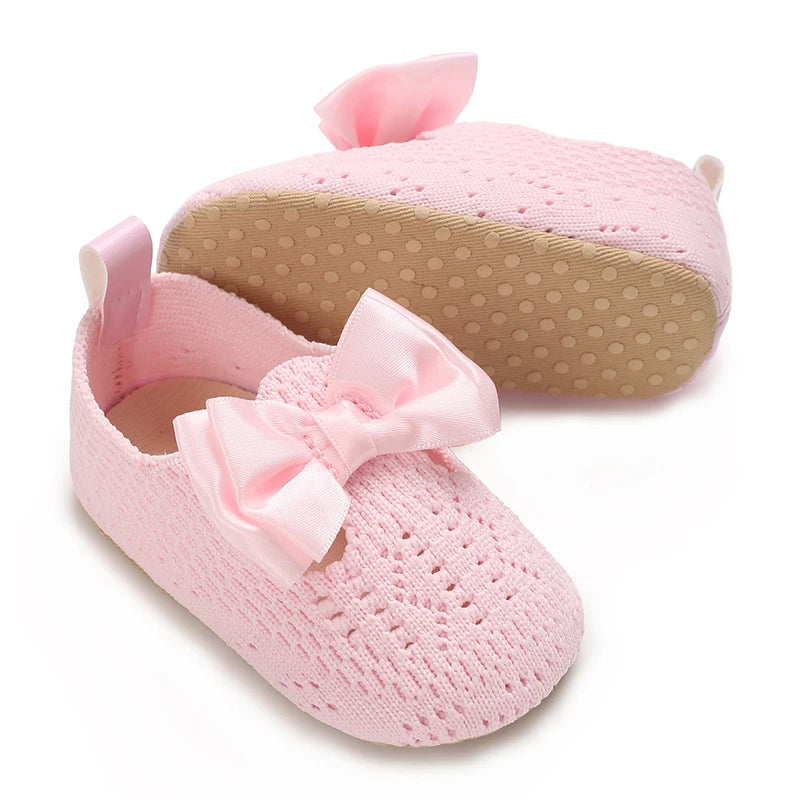 Cute Girl 0-18M Baby Shoes Pink Theme Bow Princess Shoes Spring and Autumn Soft Sole Lightweight Garden Shoes Casual Shoes