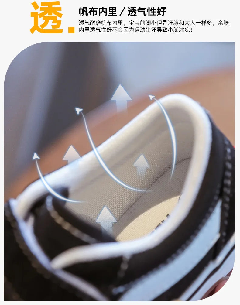 Kid's Canvas Shoes Boys Board Shoes New Net Red Low Gang Middle and Large Children Baby Girls Board Shoes Parent-Child Shoe