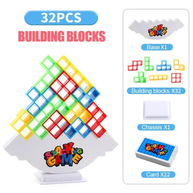 Jigsaw Building Block Toys, Fun Balance Stacking Games, Construction Board Games Russian Building Block Children's Tabletop Toys
