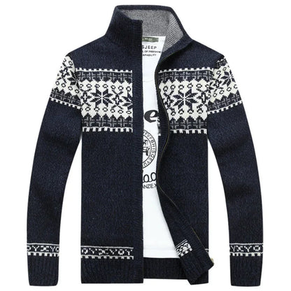 2026 Men's Warm Knitted Jackets Thick Long Sleeve Warm Sweater Coat Printted Casual Cardigan Male Jackets Cardigan Plus Size 5XL
