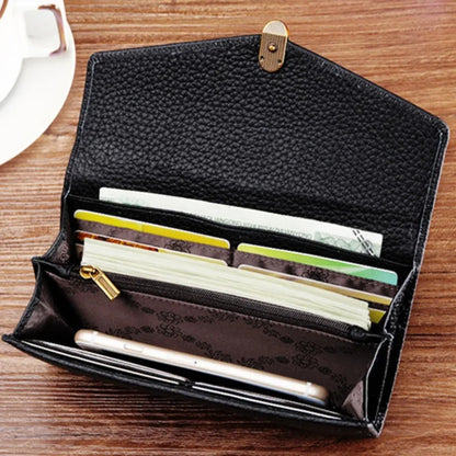 Genuine Leather Women's Wallets	Long Handbags Luxury Designer Purses for Women Credit	Card Holder Wallet Carteras Para Mujer