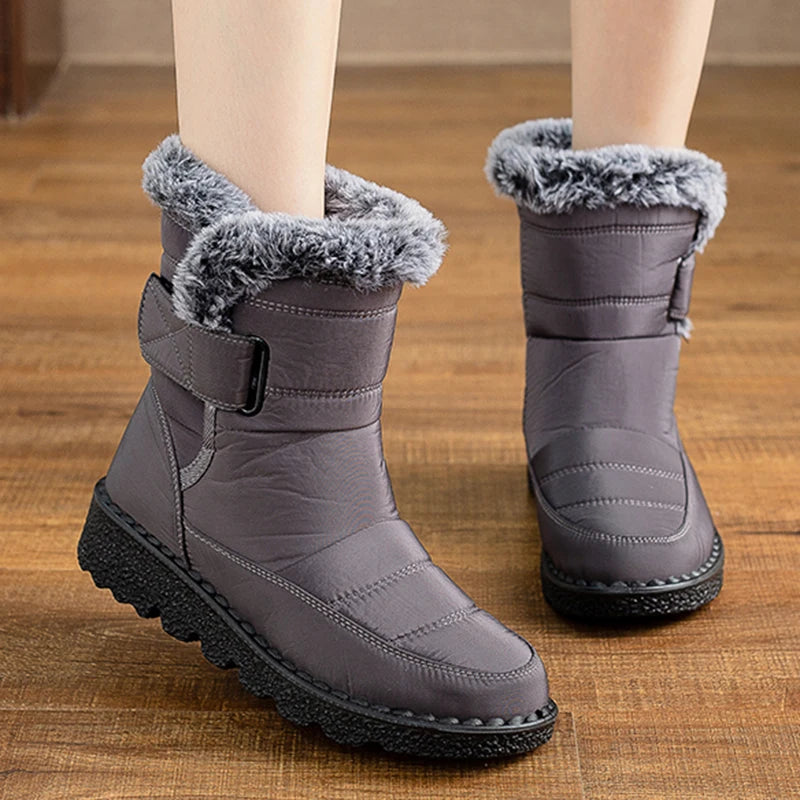 Snow Boots Woman Fashion Women Shoes Platform Shoes Woman Solid Mid Women's High Boots New Botas Mujer Winter Ladies Boots