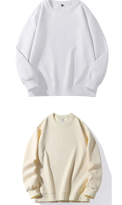 400g Heavy Weight Round Necked Sweatshirts Loose Solid Color  for Spring Autumn Men women's Casual Sports Top Pullover M-4XL