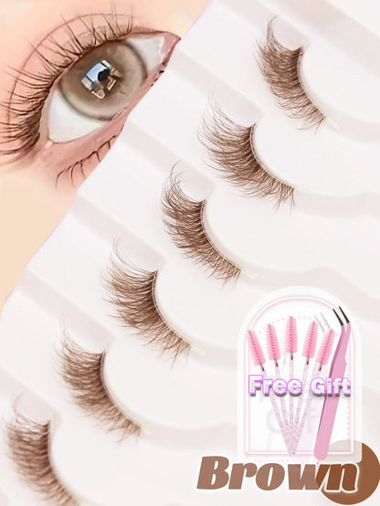 C curl 5Pairs brown style Eyelash Extension Winged Individual Lashes Natural Segmented Eyelash Bundles Makeup Tools