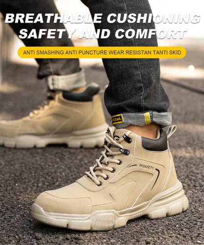 Men Steel Toe Safety Work Boots Indestructible Construction Safety Boots Puncture Proof Male Work Shoes Protective Footwear