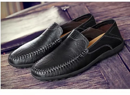 Shoes Men Leather Spring Loafers Slip on Business Casual Leather Shoes Classic Soft Moccasins Hombre Breathable Flats Shoes