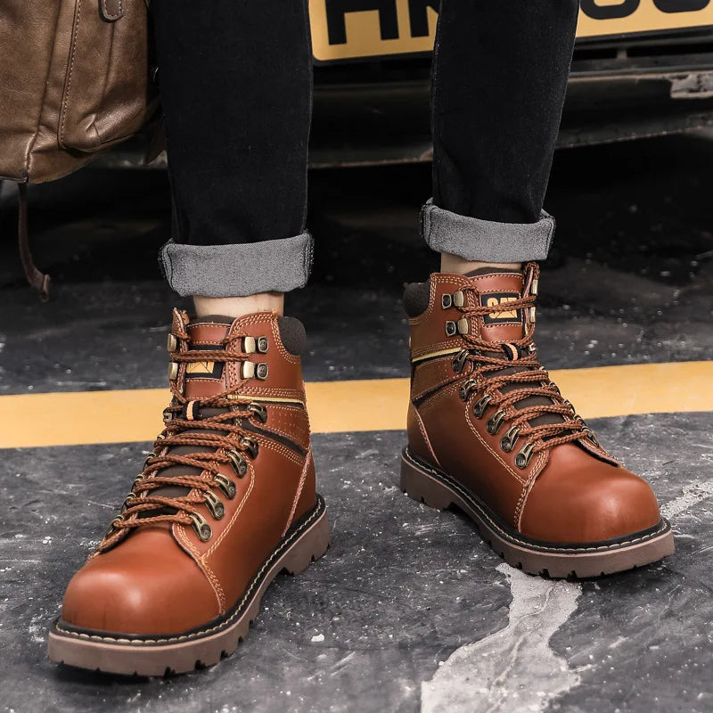 Hot Selling Men's And Women's Motorcycle Boots, Genuine Leather Couple's Workwear Boots, Outdoor Hiking Boots, Hiking Boot, Cyc