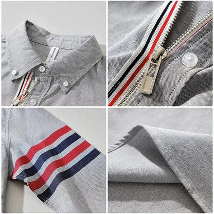 Fashionable Retro Striped Men's Long Sleeve Shirt Casual Handsome Outerwear Korean Style Spring Autumn Wear from Mainland China