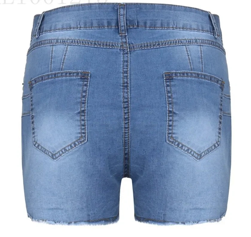Shorts Denim Washed Women Jeans Tassel Solid High Waist Pockets Sexy Skinny Distressed 2025 Vintage Streetwear Spliced