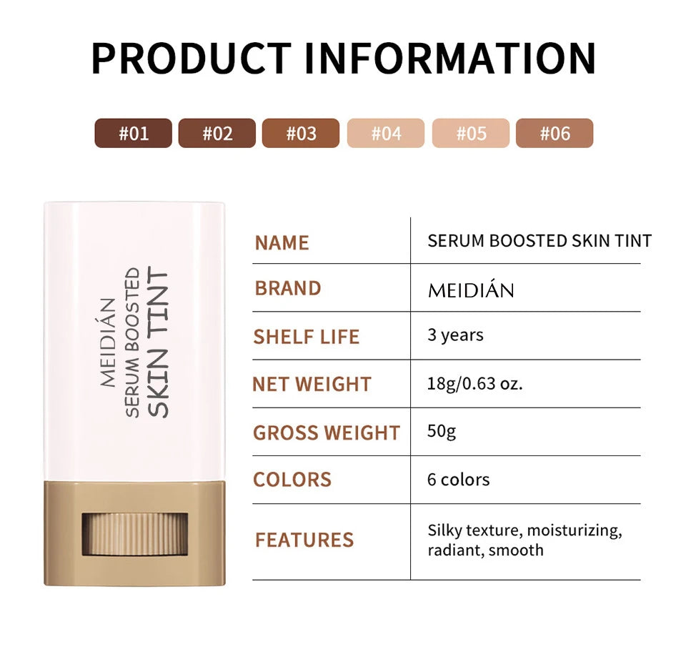 Bronze Foundation Stick Serum Boosted Skin Tint Silky Texture Moisturizing Coverage Concealer Base Even Skin Tone Makeup