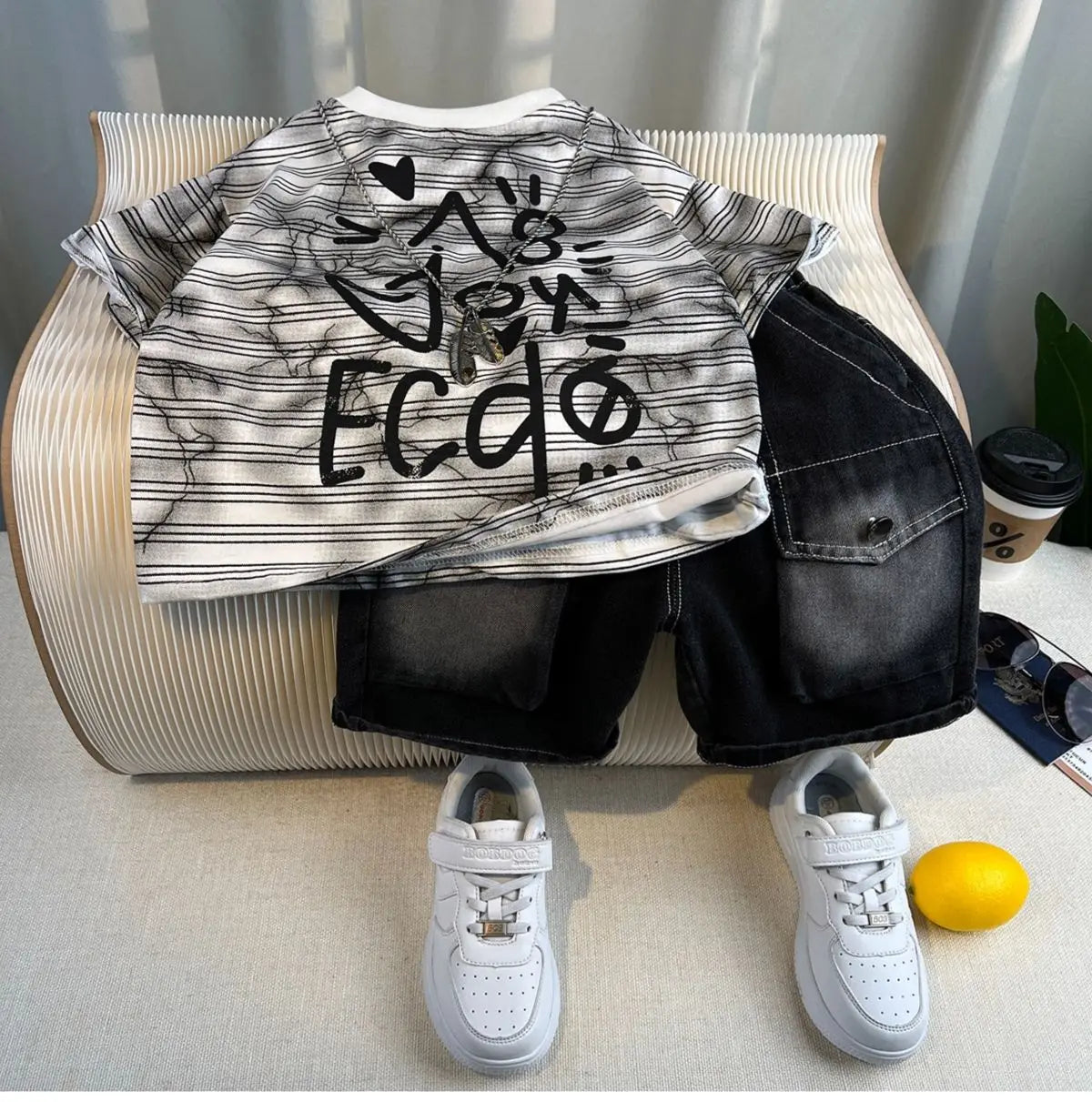 Hot Sale Fashion Baby Boy Suit Summer Clothes Short Sleeve T-shirt Short Jeans 2 Piece Set Kids Outfit 2-11Y Children's Costume