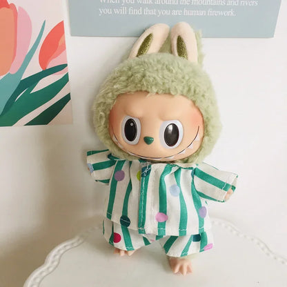 For 15/17cm 3.0 labubu doll cothes Swimsuit Beach skirt beach striped floral shirt shorts For ropa labubu outfit Decorations