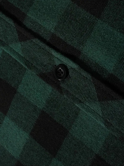 Youth Fashion Street Hooded Plaid Shirt Men's Slim Fit Long Sleeved Shirt Couple Travel Casual Shirt Men's Sports Shirt Jacket