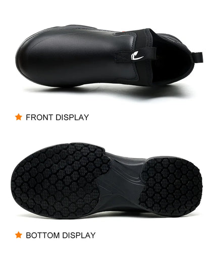 Fashionable men's leather shoes Waterproof and anti slip chef shoes Wear resistant men's casual shoes oil resistance Chef's boot