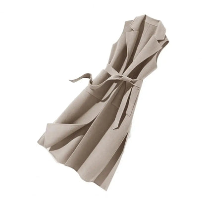 Women Autumn Vest Thermal Turn-down Collar Sleeveless Open Stitch Cardigan Elegant Lady Winter Waistcoat Notch Collar Women Vest