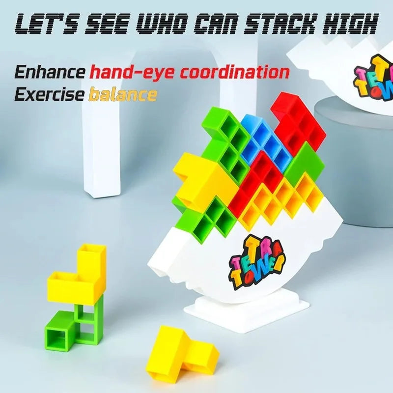 Jigsaw Building Block Toys, Fun Balance Stacking Games, Construction Board Games Russian Building Block Children's Tabletop Toys