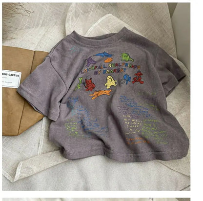 2025 Cartoon Baby T-shirts Korea Style Children's Baby Short Sleeve Printing Tees For Boys Girls