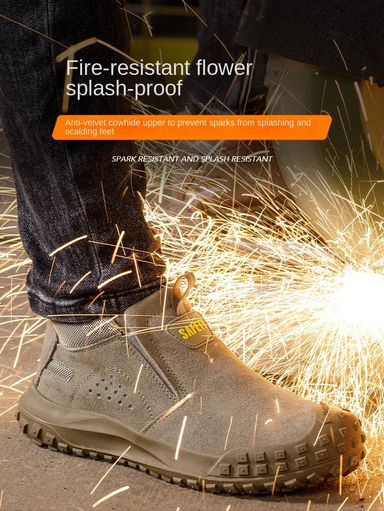 Men Safety Boots Welder Safety Shoes Anti-Smash Indestructible Safety Shoes Men Work Boots Steel Toe Security Boots Footwear
