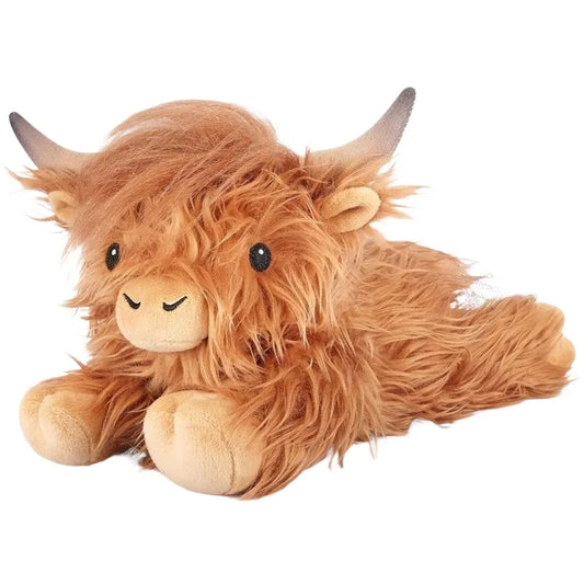 Kawaii Lying Highland Cow Plush Toy Soft Stuffed Animals Doll Highland Cow Puppet Cute Plushie Kawaii Xmas Gifts Home Decor