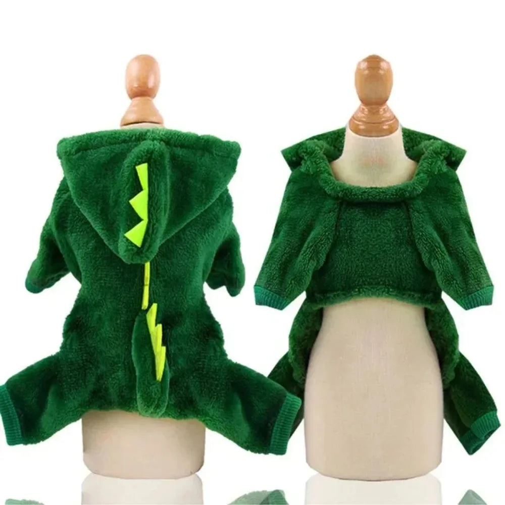 Pet Dog Halloween Costume Dog Clothes for Small Dogs Funny Dinosaur Cosplay Costume Winter Warm Cat Coat Fleece Hoodies Sweater