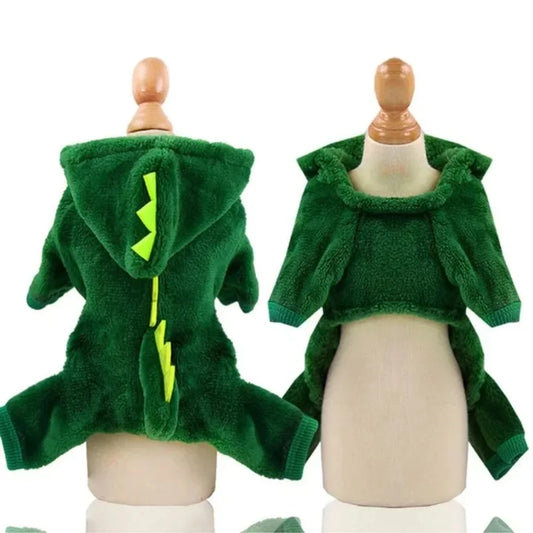 Pet Dog Halloween Costume Dog Clothes for Small Dogs Funny Dinosaur Cosplay Costume Winter Warm Cat Coat Fleece Hoodies Sweater