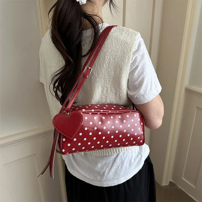 Women's Polka Dot Shoulder Bag New Niche Design Underarm Bag Commute Crossbody Bag High Appearance Fashion Bag