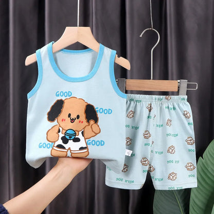 Fashion Kids Clothes Boys Girls Sets Top Shorts 2PCS 100% Cotton Soft Summer Children Baby Cloths T-shirt Shorts Toddler Suit