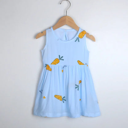 Girls Casual Dresses Flower Printing Sleeveless Casual Dress Toddler Clothes Flower Girl Dresses 2 To 8 Years
