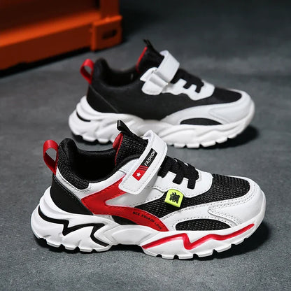 Kid Sneakers Sport Shoes for Boys Fashion Leather Children Breathable Mesh Comfort Shoes Casual Walking Outdoor Running Shoes