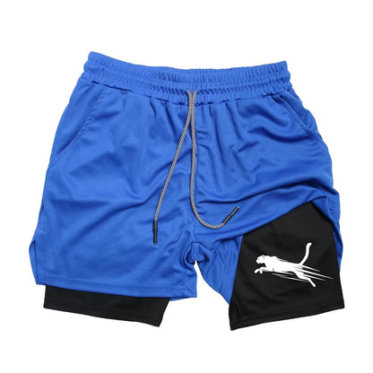 Summer Men's Gym Fitness Workout Shorts Quick-drying Two-in-one Sports Compression Double-layer Shorts Casual Daily M-3XL