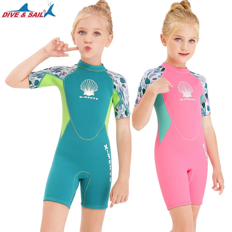 New Jellyfish Neoprene Children Diving Suit Swimwear Girls Short Surfing Swimsuit Wet Suit for Girl Bathing Suit Wetsuit