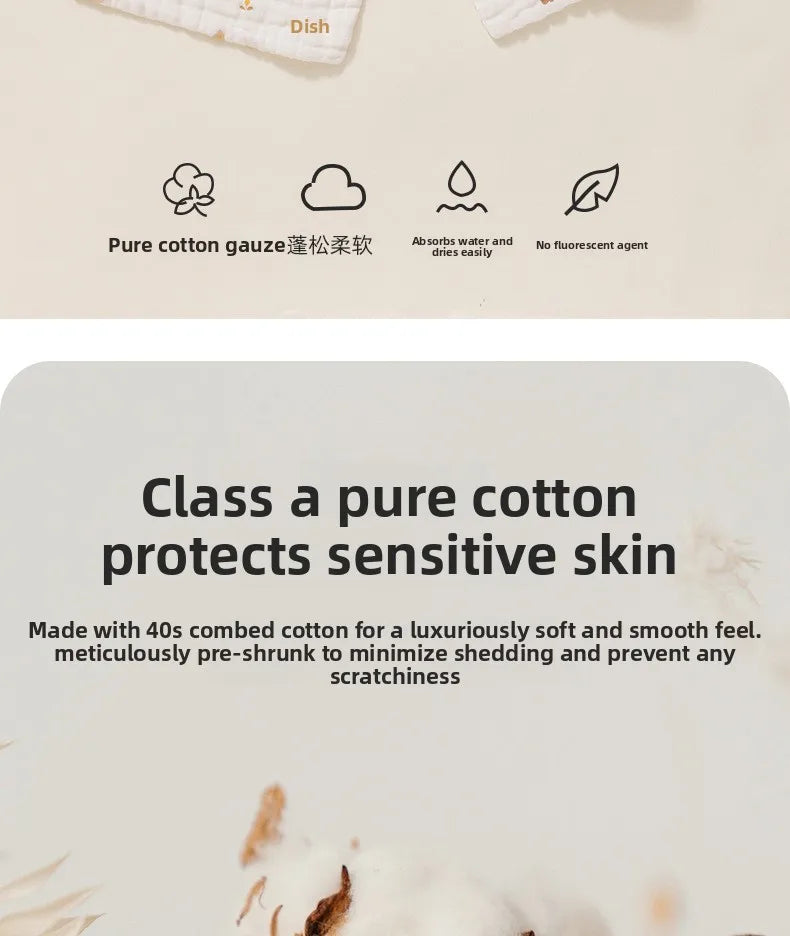 2PCS.Newborn 100% Cotton Gauze Burp Cloths—Ultra-Soft Baby Washcloths.Breathable,skin-friendly, super absorbent&easy to clean.
