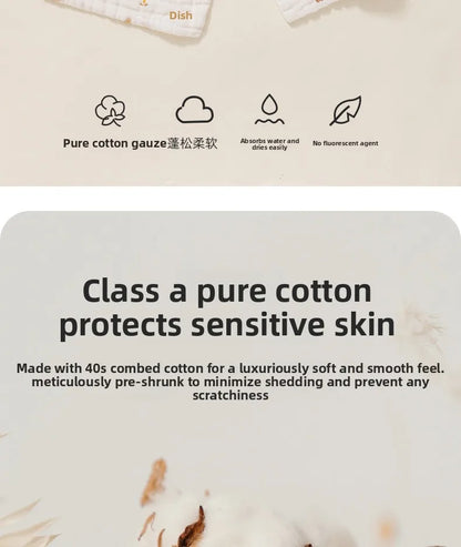 2PCS.Newborn 100% Cotton Gauze Burp Cloths—Ultra-Soft Baby Washcloths.Breathable,skin-friendly, super absorbent&easy to clean.