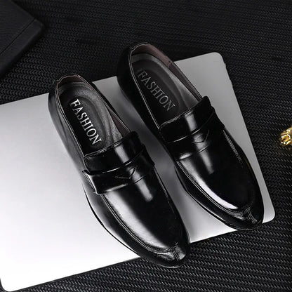 Men's Shoes Loafers Dress Man British Casual Single Leather Small Square Toe Mens Genuine Shoe Formal Black Elegant Good Quality