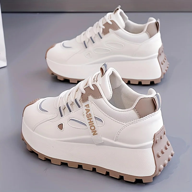 Korean Version of New Dad Shoes for Women, 2025 Spring Autumn Student Sports Running Casual Thick Soled Height Increasing Shoes