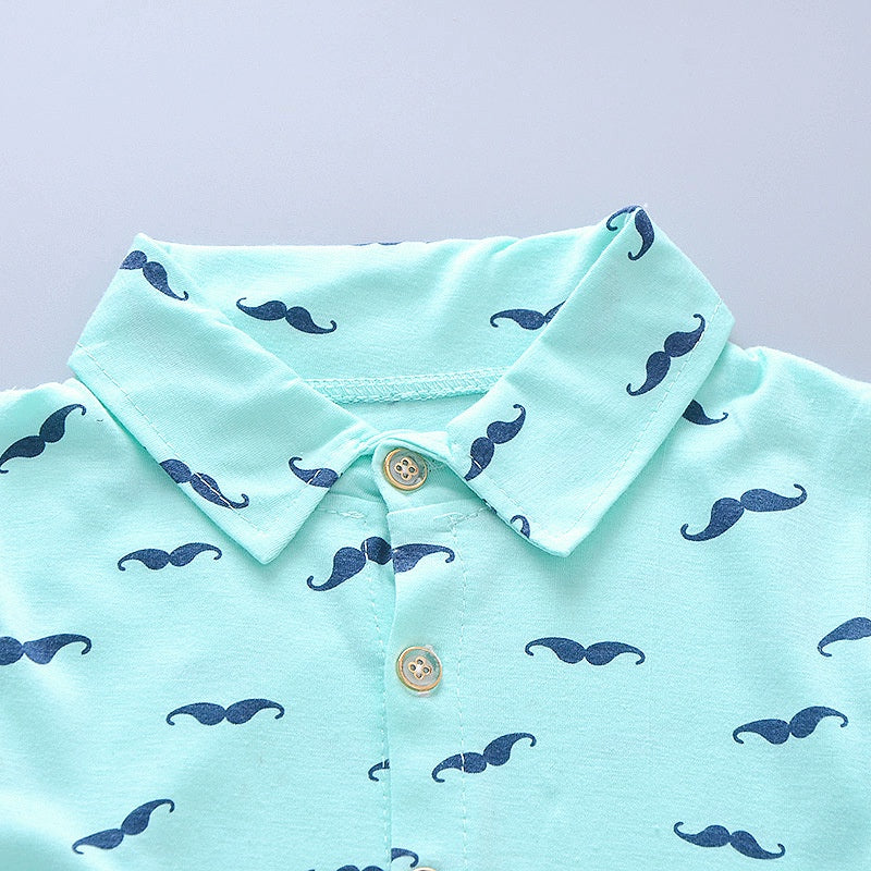 Summer New Cute Boy Suit Children's Printed Short-Sleeved Printed Shirt + Shorts Suit Children's Cotton Cute Baby Clothes