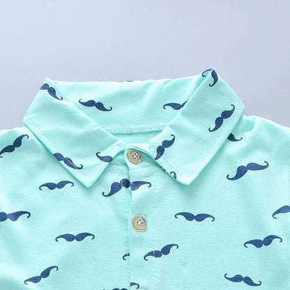 Summer New Cute Boy Suit Children's Printed Short-Sleeved Printed Shirt + Shorts Suit Children's Cotton Cute Baby Clothes