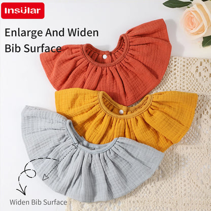 INSULAR 4 Layer Gauze Baby Bibs 100% Cotton Floral Burp Cloths Newborn Skin-friendly Absorbent Infant Towel Breathable 0-1Y