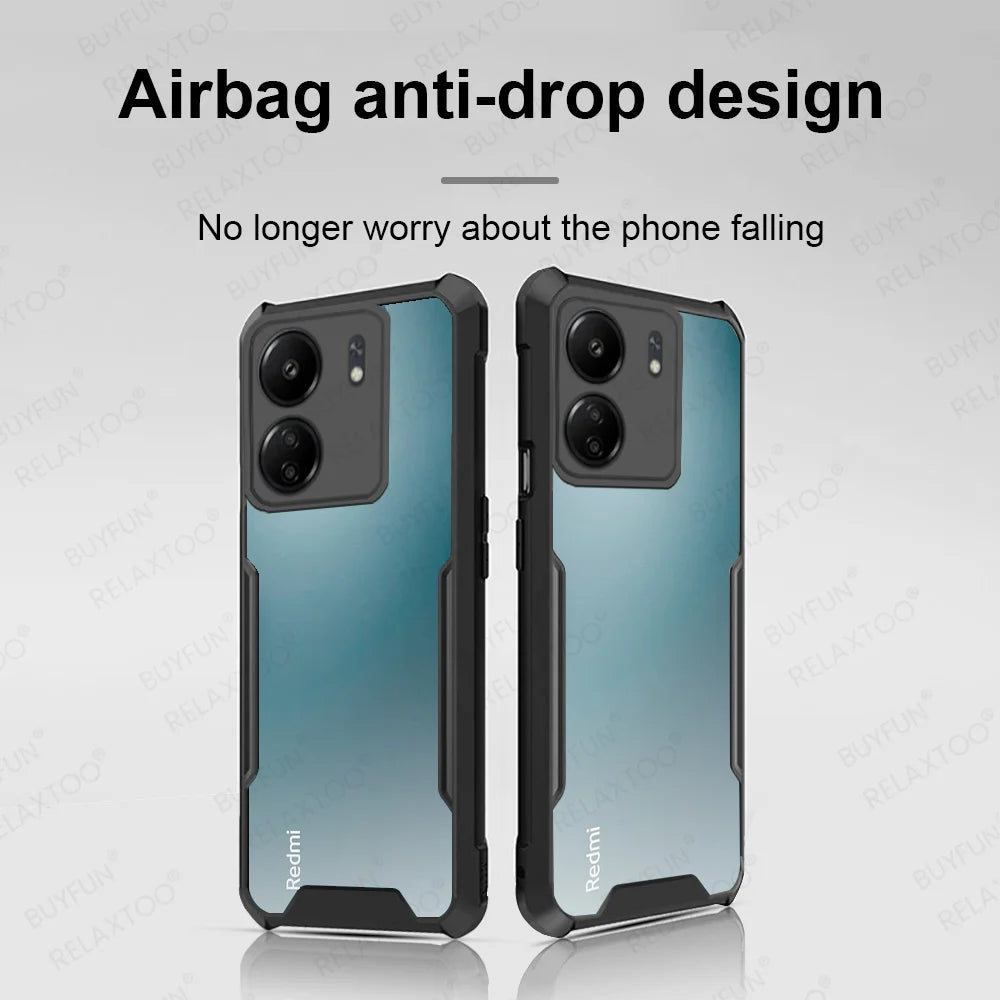 For Xiaomi Redmi 13C 14C Case Acrylic Transparent Armor Shockproof Cover Poco C65 PocoC65 Redmi13C Redmi14C 4G Protection Coque