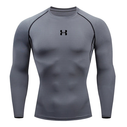 Men's Compression Long Sleeve Shirt Quick Dry Muscle Fit Athletic Top for Workout Training Bodybuilding Running Fitness Sports
